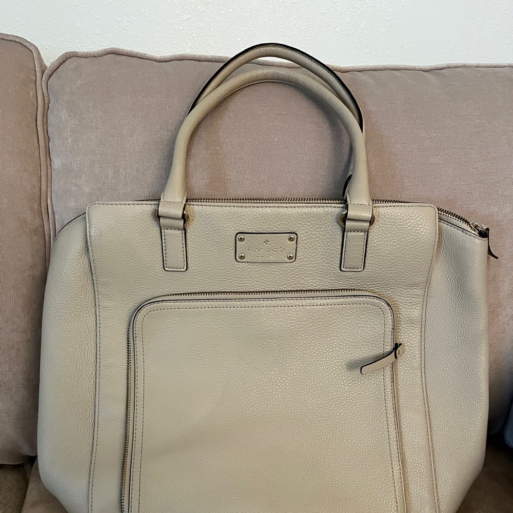 Kate Spade Beige Leather Tote Bag